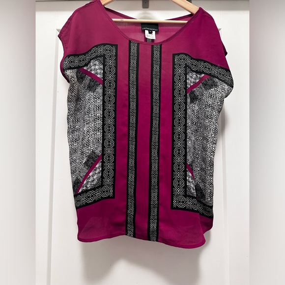 Cynthia Rowley Tops - CYNTHIA ROWLEY Pink, White, and Black Cynthia Oversized Blouse - Size M